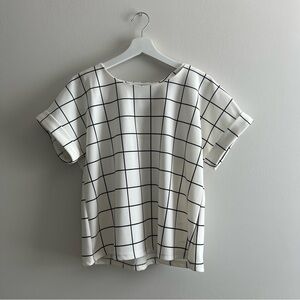 White and Black Checkered Blouse